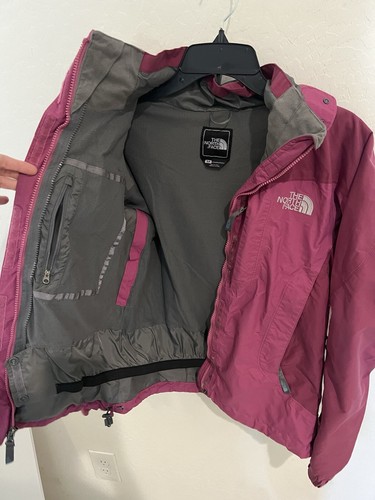 Chaqueta para mujer The North Face rosa HyVent cremallera completa con capucha nailon carcasa de lluvia talla S - Imagen 10 de 13