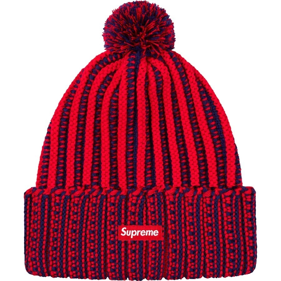 Supreme Contrast Stripe Beanie rouge