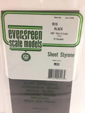 Evergreen Scale Models 9516 Black Styrene Sheet Styrenes, .06x6x12"