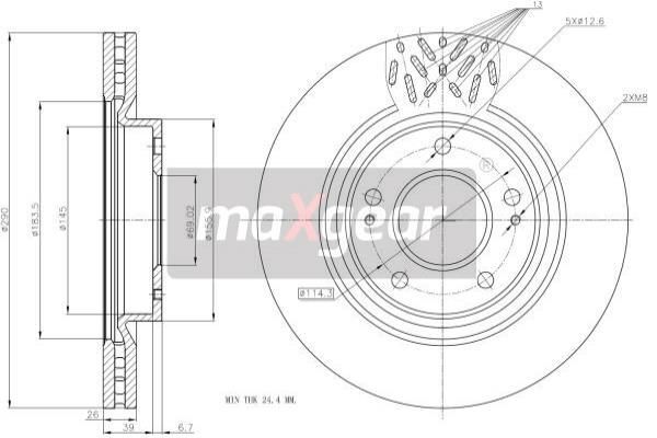 2X Maxgear 19-2393 Bremsscheibe FüR Mitsubishi-image