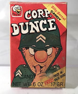 Klutz's Zilly Zereals 3'' Corp Dunce Mini Candy Gum Box 1985 Fun Foods Rare