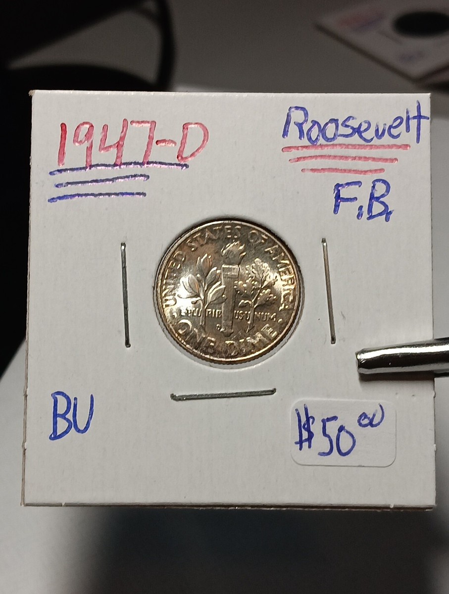 👉1947 -D Roosevelt Dime Full Bands Toner Bu Choice A/387 | eBay