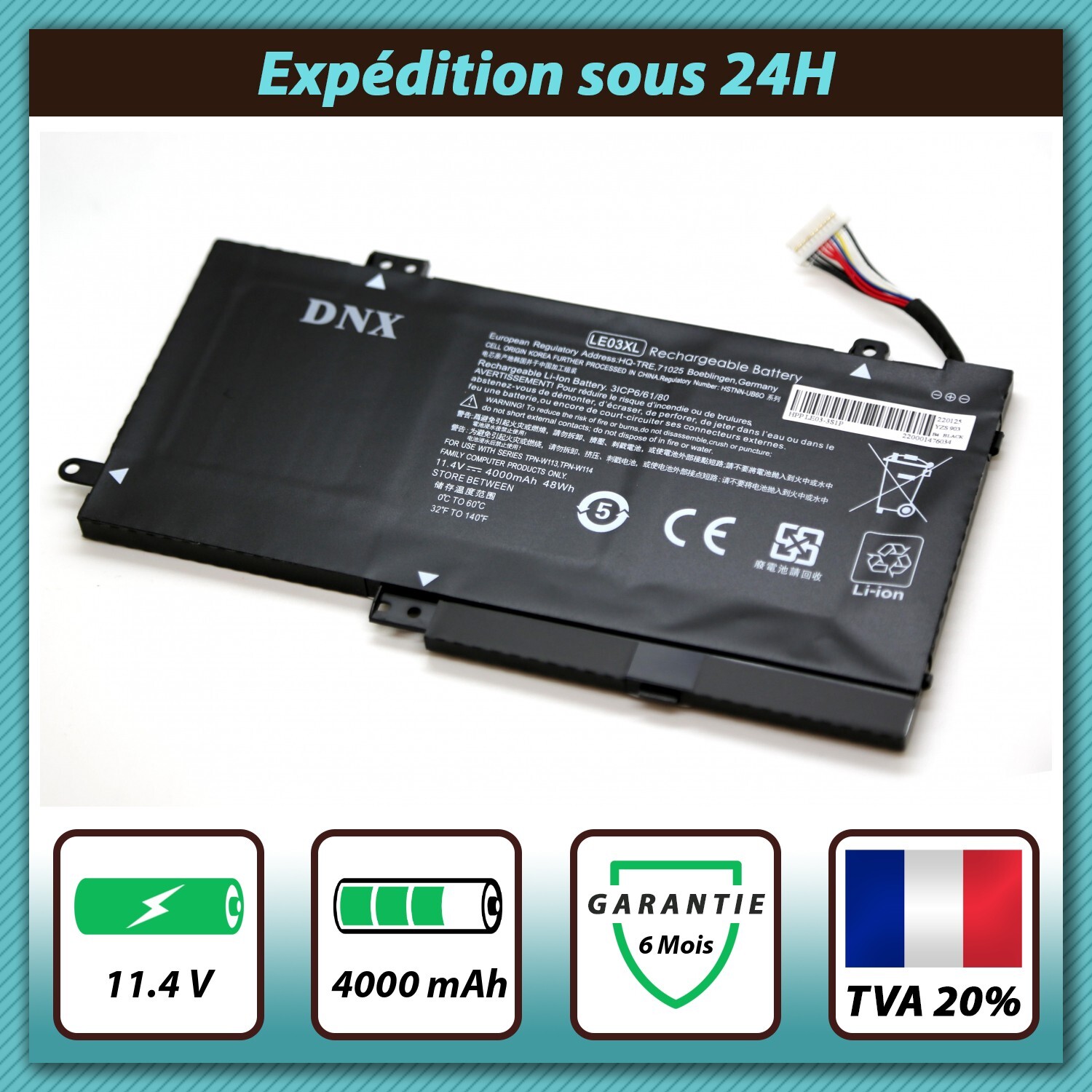 Batterie pour HP Pavilion x360 13-s185no 11.4V haute autonomie