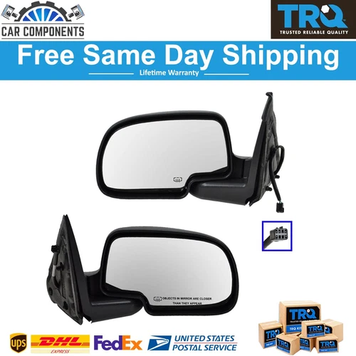 TRQ New Heated Power Mirror Set of 2 For 1999-2002 Chevy Silverado GMC Sierra