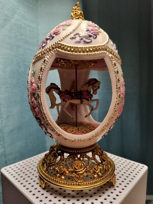 Franklin Mint House of Faberge Musical Carousel Egg 24k Gold