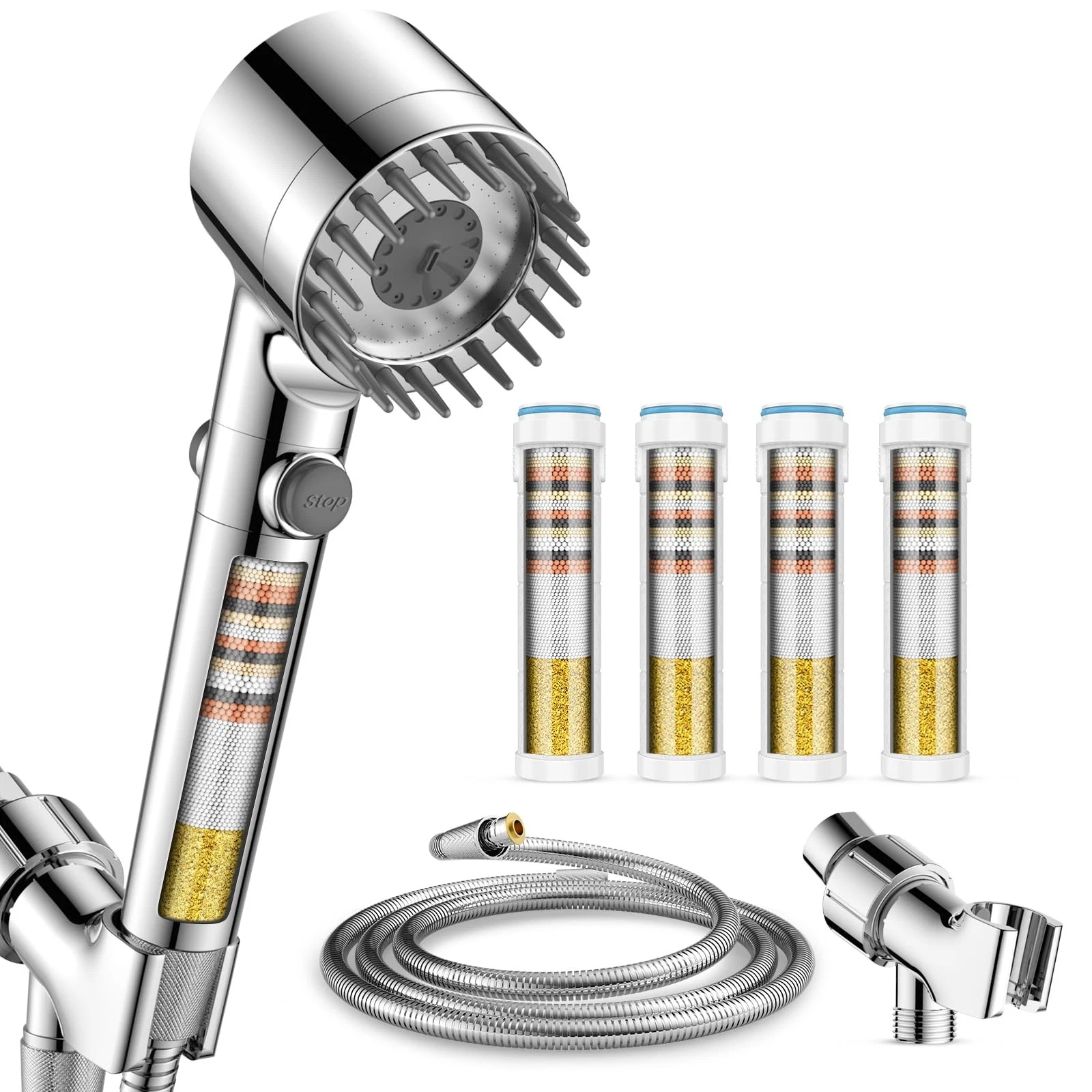 Ion Drops Filtered Shower Head with Handheld with 4PCS Filters, High Pressure...
