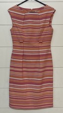 Calvin Klein Women's Pink Orange Striped Pencil Dress Sleeveless Sz 6