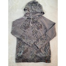 Ampersand Avenue Floral Hoodie Army Green Asymmetrical Zip Sweatshirt XL