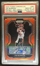 2020 Chronicles Joe Burrow Prizm Black Signatures Orange RC Auto #/75 PSA 10