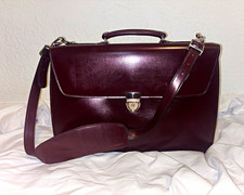 Jack Georges Burgundy Men's Briefcase Push Lock Top Handle Adjustable Strap