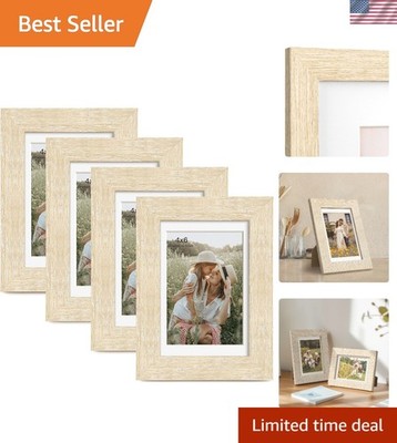 Elegant 4x6 Natural Wood Gallery Frames with Mat - 4 Pack for Any Occasion