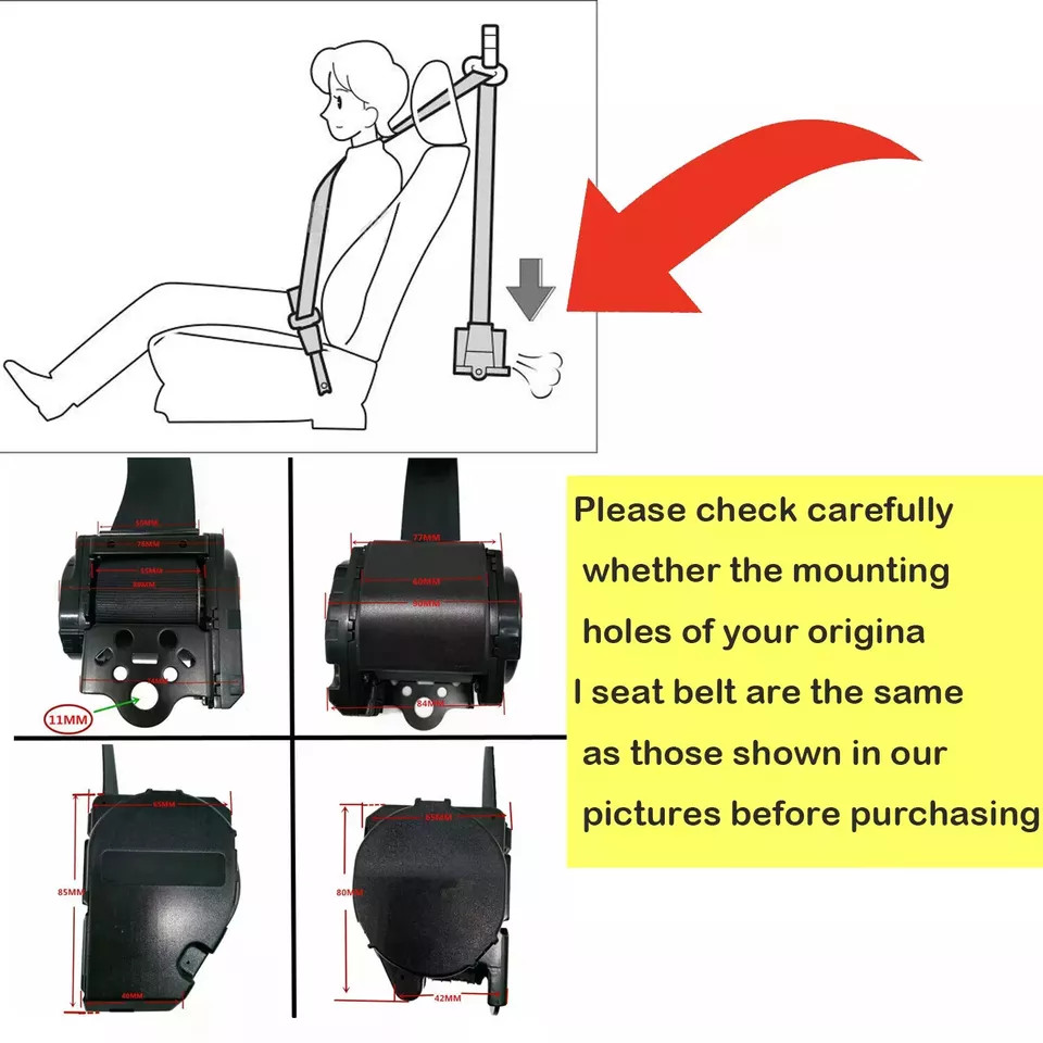 Retractable 3 Point Safety Seat Belt Straps Car Auto Vehicle Adjustable Belt Kit