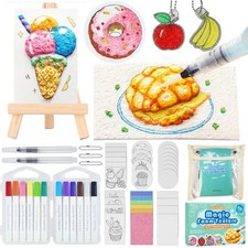 56 pcs Magic Foam Texture Painting Kit, 3D Puffy Paint Kit Including 32 Pcs M...