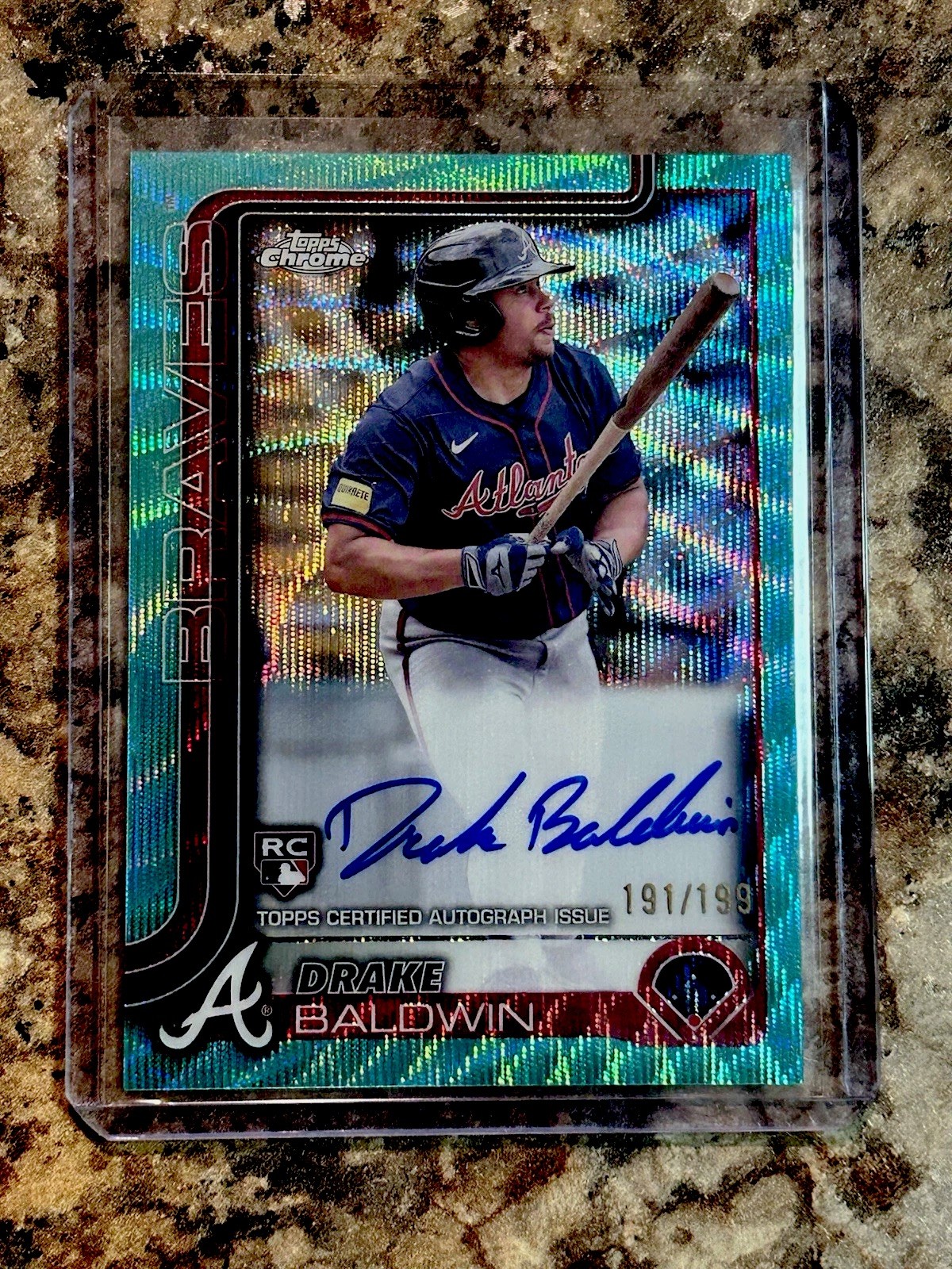 2025 Topps Chrome Rookie Auto Drake Baldwin Aqua Wave Refractor /199