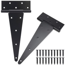 12 Inch T-Strap Gate Hinges, Heavy Duty Shed Door 12 Inch, Black