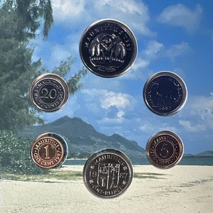 1987 Mauritius 6 Pc Uncirculated Coin Set In Original Packaging 