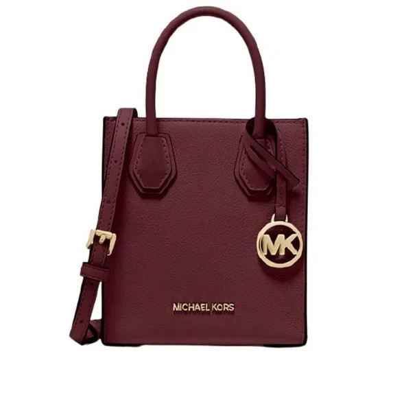 Michael Kors Mercer Extra Small Pebbled Leather Crossbody Bag Merlot NWT
