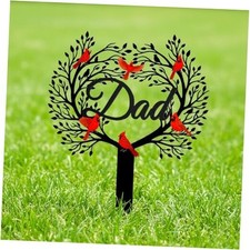 Memorial Grave Stake for Dad with Tree of Life and Cardinals - Metal DAD