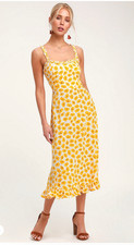 Faithfull The Brand Noemie Floral Yellow Midi Dress S 4