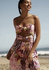 Anthropologie Reversible Smocked XS Mini Dress Ikat Colorful Boho Beach Festival