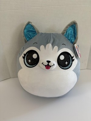 ZURU Coco Squishies Hypa Husky Plush Stuffed Animal Large 15'' Blue Ears Soft Toy