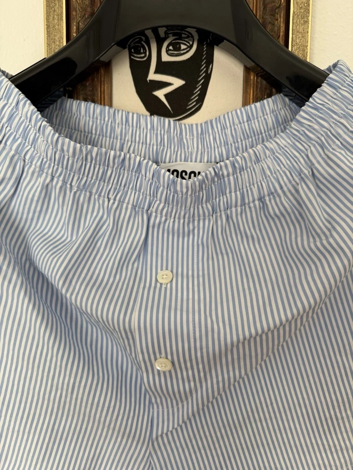 Calzoncillos boxer Moschino Couture a rayas azules y blancas con etiqueta Foto 3 de 4