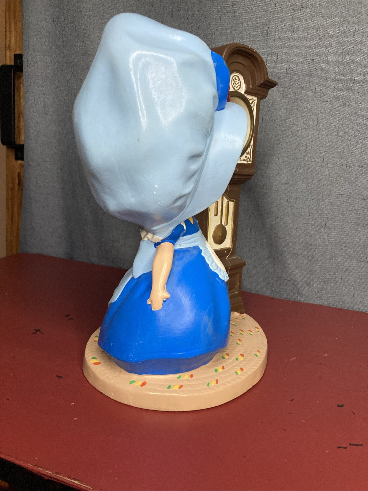 VINTAGE Byron Molds Mechanical Wind Up Ceramic Wood Clock West Germany  1975 12”