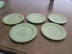 5 Vintage Fire King Jadeite Restaurant Ware-6 3/4" Salad Plates - Set Of 5