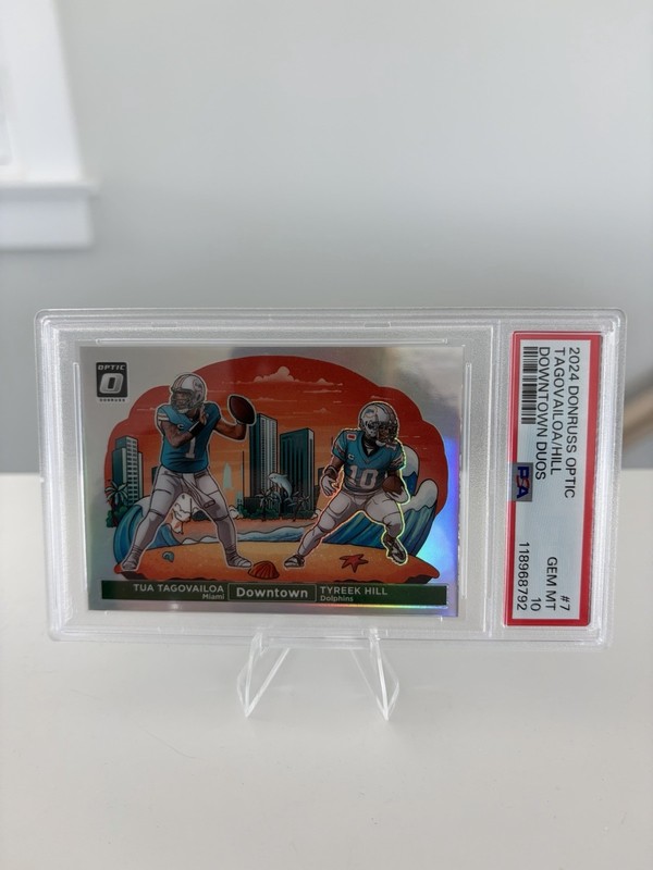 2024 Donruss Optic Downtown Duos #7 Tua Tagovailoa Tyreek Hill Dolphins PSA 10