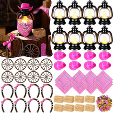 73 Pcs Western Party Decoration Mini Cowboy Cowgirl Hats Lanterns Set Bandannas
