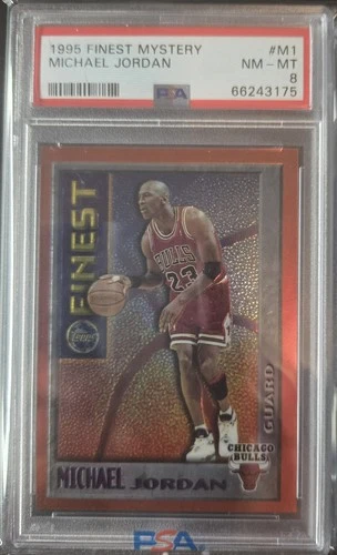 1995 FINEST MYSTERY M1 MICHAEL JORDAN CHICAGO BULLS BASKETBALL CARD PSA 8 NM/MT