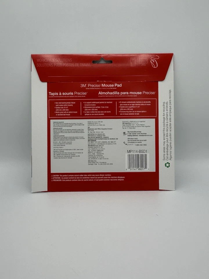3M New MP114-BSD1 Precise Mouse Pad, Fast Speed, Nonskid Battery Life Extender   - Image 2 of 2
