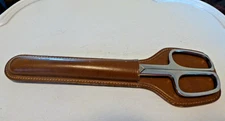 Vintage Italian Scissors with Solingen Germany Cowhide Leather Brown Case Holder