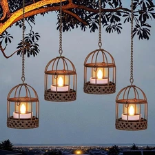 Solar-Hanging-Lanterns-Outdoor-Waterproof, Rust Birdcage Style Candle Holders...