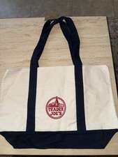 Trader Joe  s Bag Canvas Reusable Heavy Cotton Basic Style Shopping Navy Large