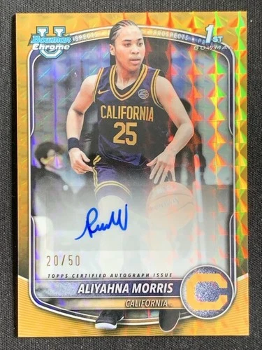 Aliyahna Morris 2025-26 Topps Bowman Chrome Prospect Gold Geometric Auto /50