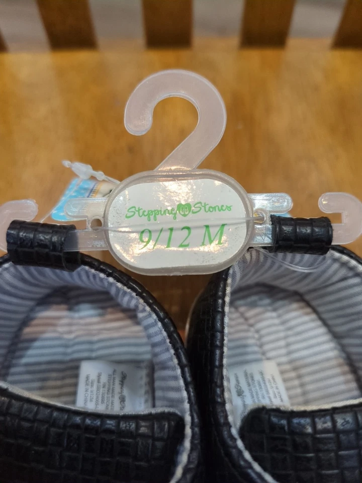 Stepping Stones Zapatos 9/12 Meses Negro Hebilla Decoración Nuevo Con Etiquetas Foto 2 de 4