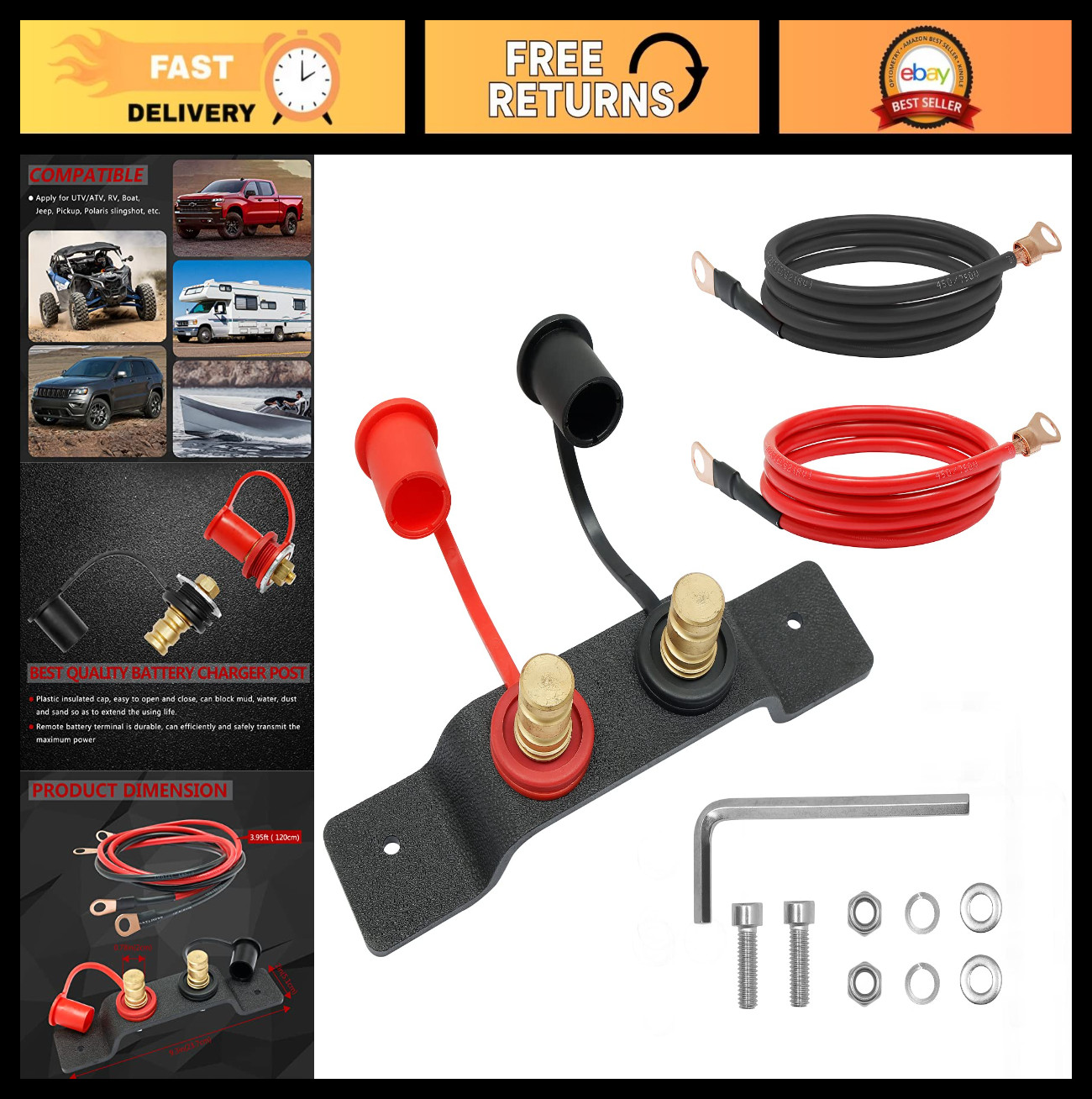 Universal Remote Battery Jump Post Kit for UTV, ATV, Race Ca