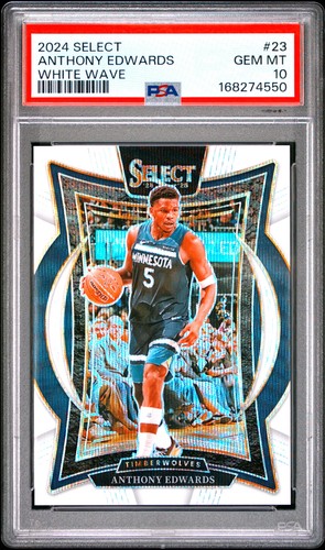 4550 Anthony Edwards 2024 Panini Select #23 White Wave Prizm /99 PSA 10