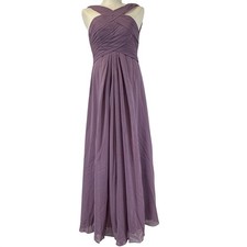 Azazie Kaleigh Bridesmaid Pleated Chiffon Dress Full Length Wisteria Custom NWT