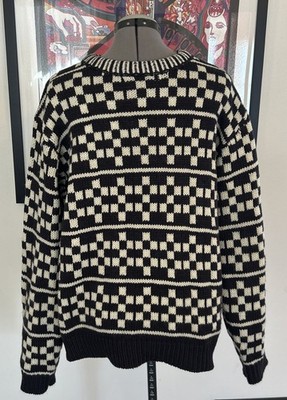Truth by Republic Men's Size Medium Black & White Soft Checkered Sweater Preppy