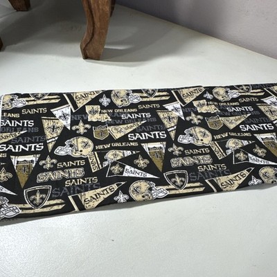 NFL New Orleans Saints Logo Cotton Fabric Black Gold White Football Theme 1 yd