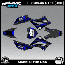 Graphics Kit for Kawasaki KLX110 KLX110R/RL (2010-2024) Warrior-Blue Shift