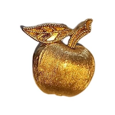 VTG  Crown Trifari Apple Pin Brooch Stem Leaf Fruit Scatter Brush GoldTone 1 