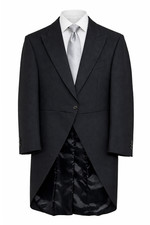 Mens Black Tailcoat Jacket Morning Suit Wool Wedding Royal Ascot Herringbone