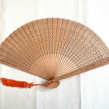 Sandalwood Fan Singapore Unused Antique Collectible