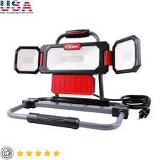 3000 Lumen LED Work Light Adjustable Portable Folding Lighting Tool 120V Outlets
