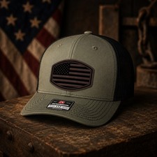 Richardson 112 American Flag Leather Patch Sn...