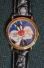 New Vtg 94 Armitron Warner Bros Looney Tune Sylvester Cat Quartz Gold Tone Watch