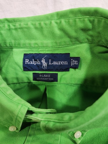 Ralph Lauren Mens XL Blake 100% Cotton Bright Green Solid Heavy-wt Button-down - Bild 3 von 7